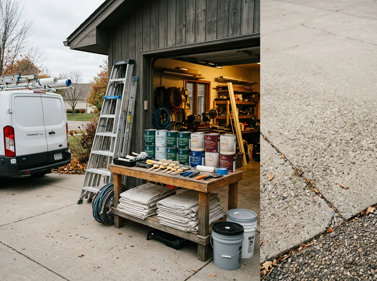 Professional painting crew with equipment and tools ready for interior and exterior projects.