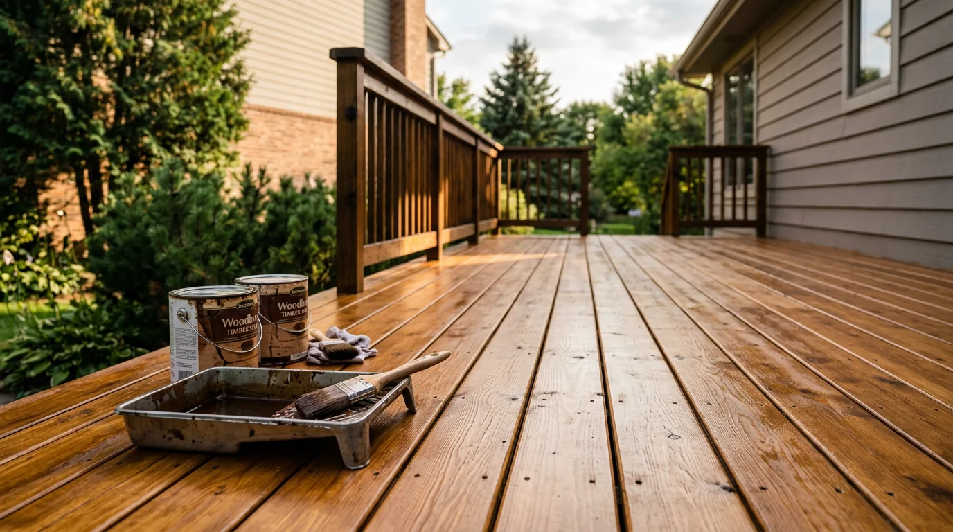 Professionally stained residential deck in the Twin Cities