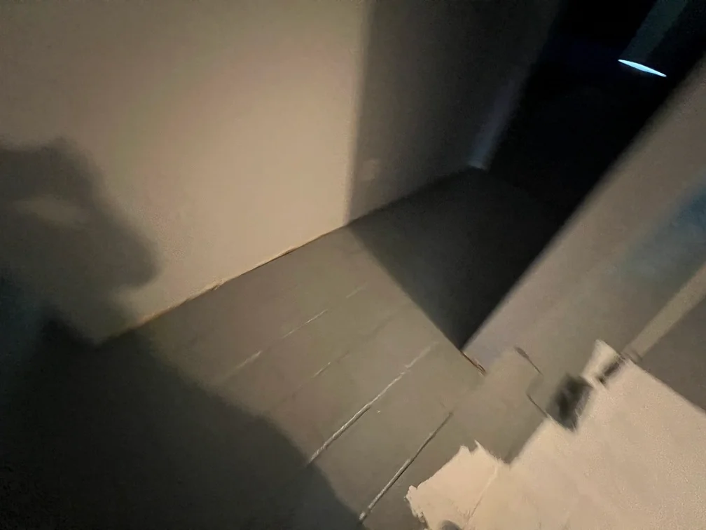 Interior drywall walls and ceiling with fresh paint application and trim work